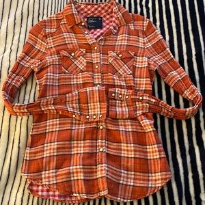 American Eagle Plaid Pearl Snap Cowgirl Shirt Size 6 (runs small)